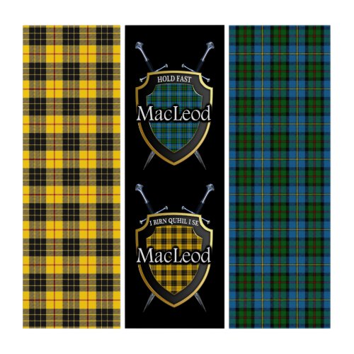 Clan MacLeod Two in One Tartan Shield  Swords Triptych