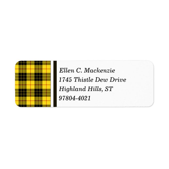 Clan MacLeod Yellow and Black Scottish Tartan Label (Front)
