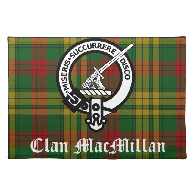 Clan MacMillan Crest Badge and Tartan Cloth Placemat (Front)