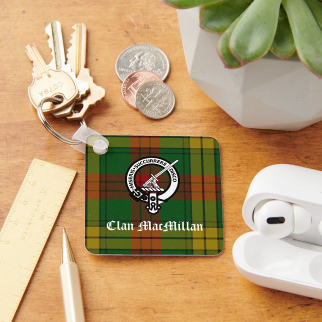 Clan MacMillan Crest Badge and Tartan Keychain (Desk)