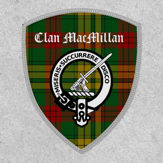 Clan MacMillan Crest Badge & Tartan Iron On Patch (Front)