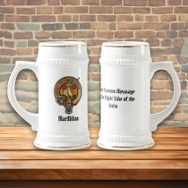 Clan MacMillan Crest over Dress Tartan Beer Stein