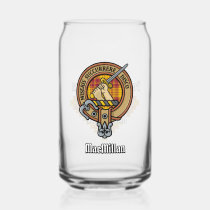 Clan MacMillan Crest over Dress Tartan Can Glass