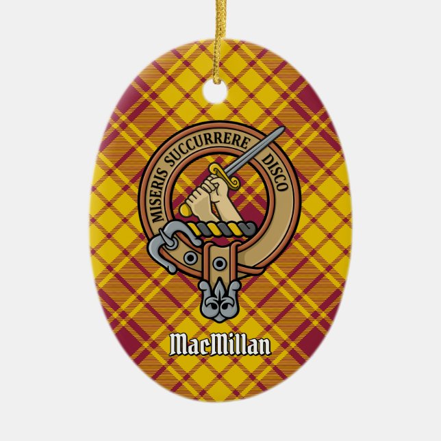 Clan MacMillan Crest over Dress Tartan Ceramic Ornament (Front)