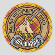 Clan MacMillan Crest over Dress Tartan Classic Round Sticker