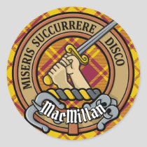 Clan MacMillan Crest over Dress Tartan Classic Round Sticker