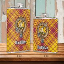 Clan MacMillan Crest over Dress Tartan Flask