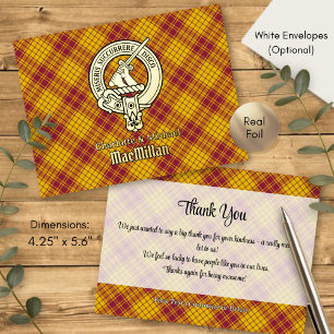 Clan MacMillan Crest over Dress Tartan Foil Invitation Postcard
