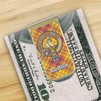 Clan MacMillan Crest over Dress Tartan Gold Finish Money Clip