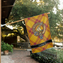 Clan MacMillan Crest over Dress Tartan House Flag