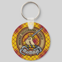 Clan MacMillan Crest over Dress Tartan Keychain