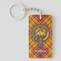 Clan MacMillan Crest over Dress Tartan Keychain