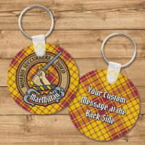 Clan MacMillan Crest over Dress Tartan Keychain