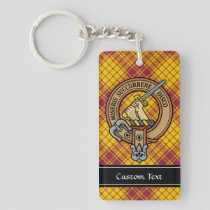 Clan MacMillan Crest over Dress Tartan Keychain