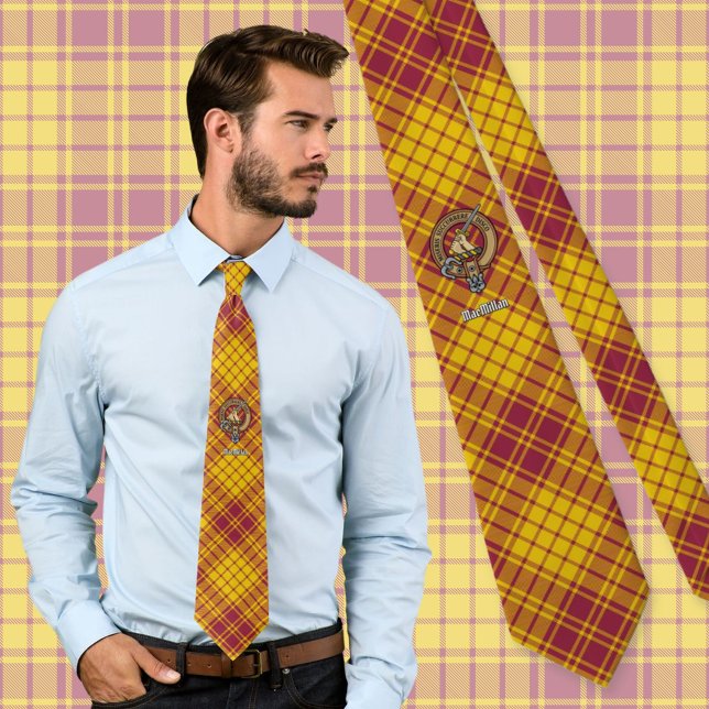 Clan MacMillan Crest over Dress Tartan Neck Tie (Creator Uploaded)