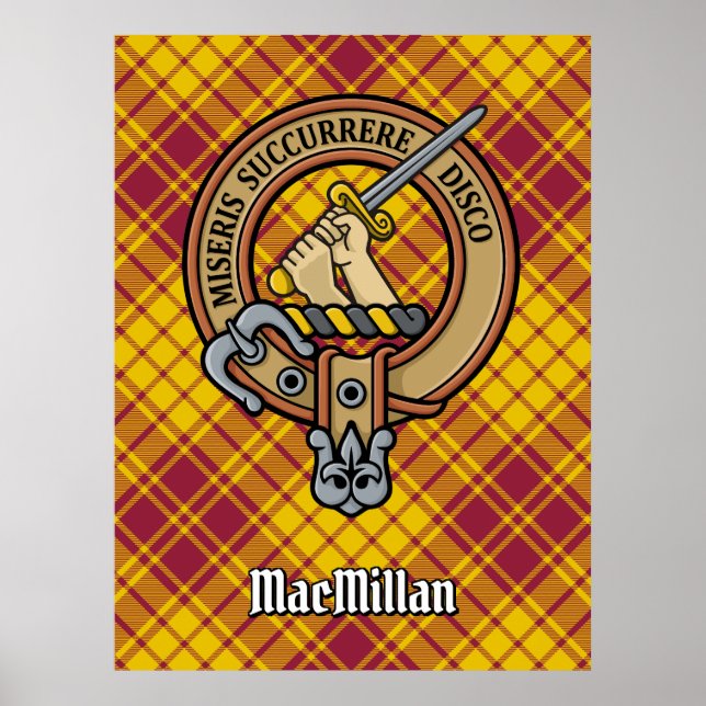 Clan MacMillan Crest over Dress Tartan Poster (Front)