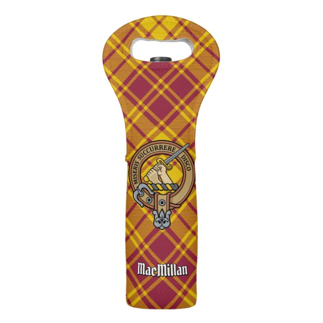 Clan MacMillan Crest over Dress Tartan Wine Bag (Front)