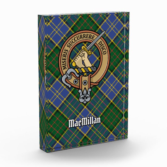 Clan MacMillan Crest over Hunting Tartan Acrylic Award (Left)
