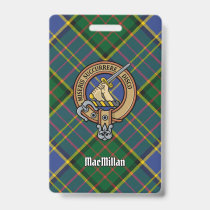 Clan MacMillan Crest over Hunting Tartan Badge