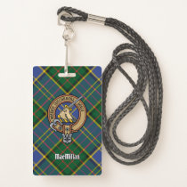 Clan MacMillan Crest over Hunting Tartan Badge