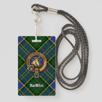 Clan MacMillan Crest over Hunting Tartan Badge