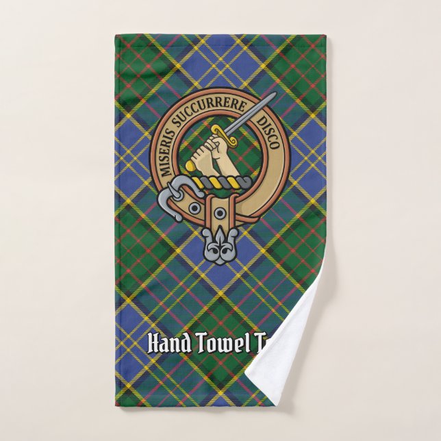Clan MacMillan Crest over Hunting Tartan Bath Towel Set (Hand Towel)