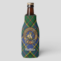 Clan MacMillan Crest over Hunting Tartan Bottle Cooler