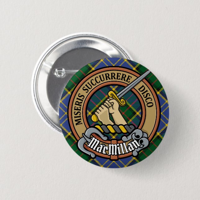 Clan MacMillan Crest over Hunting Tartan Button (Front & Back)