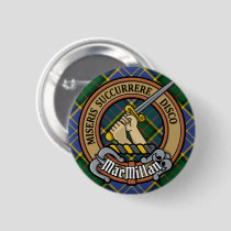 Clan MacMillan Crest over Hunting Tartan Button
