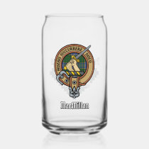 Clan MacMillan Crest over Hunting Tartan Can Glass