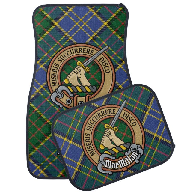 Clan MacMillan Crest over Hunting Tartan Car Floor Mat (Set)