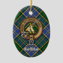 Clan MacMillan Crest over Hunting Tartan Ceramic Ornament