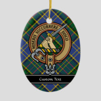 Clan MacMillan Crest over Hunting Tartan Ceramic Ornament