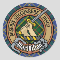 Clan MacMillan Crest over Hunting Tartan Classic Round Sticker