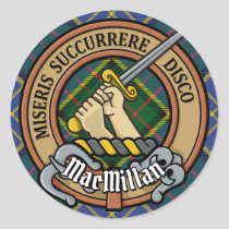 Clan MacMillan Crest over Hunting Tartan Classic Round Sticker