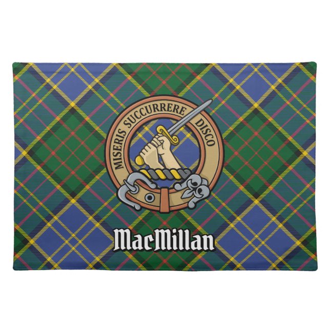 Clan MacMillan Crest over Hunting Tartan Cloth Placemat (Front)