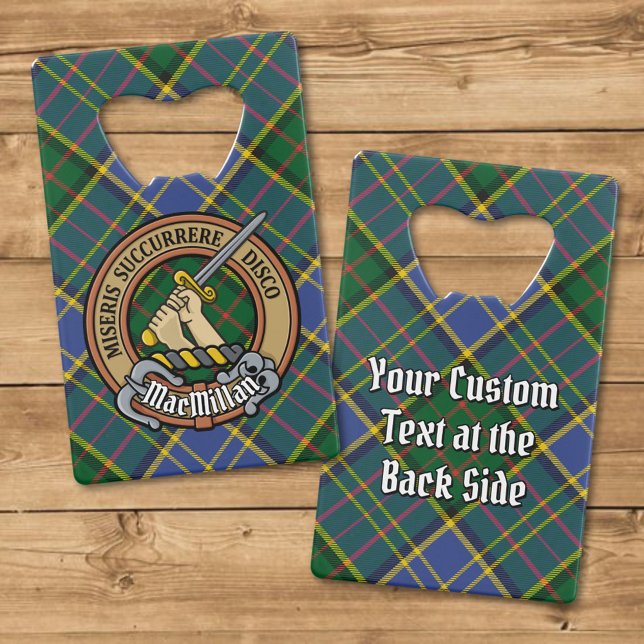 Clan MacMillan Crest over Hunting Tartan Credit Card Bottle Opener (Creator Uploaded)