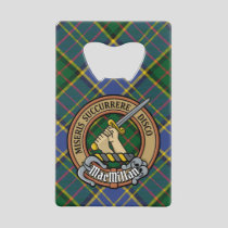 Clan MacMillan Crest over Hunting Tartan Credit Card Bottle Opener