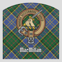 Clan MacMillan Crest over Hunting Tartan Door Sign