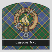 Clan MacMillan Crest over Hunting Tartan Door Sign