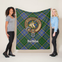 Clan MacMillan Crest over Hunting Tartan Fleece Blanket