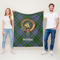 Clan MacMillan Crest over Hunting Tartan Fleece Blanket