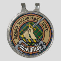 Clan MacMillan Crest over Hunting Tartan Golf Hat Clip