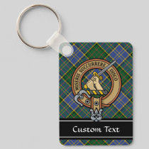 Clan MacMillan Crest over Hunting Tartan Keychain