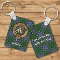 Clan MacMillan Crest over Hunting Tartan Keychain