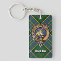 Clan MacMillan Crest over Hunting Tartan Keychain