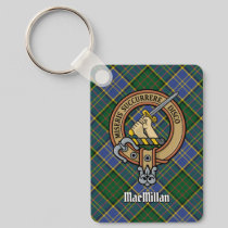 Clan MacMillan Crest over Hunting Tartan Keychain
