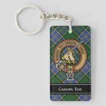 Clan MacMillan Crest over Hunting Tartan Keychain