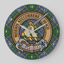 Clan MacMillan Crest over Hunting Tartan Large Clock