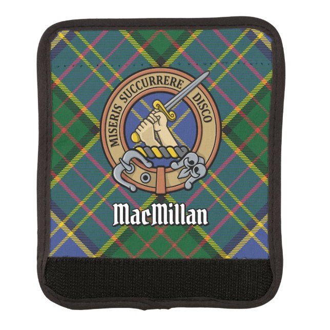 Clan MacMillan Crest over Hunting Tartan Luggage Handle Wrap (Front)